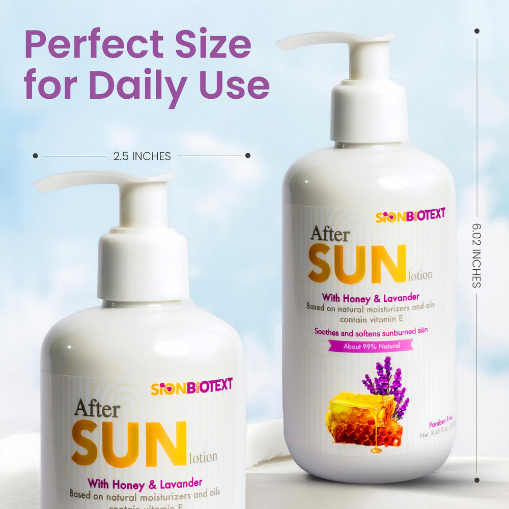 SION BIOTEXT bottle beside aloe leaves emphasizing cooling moisture