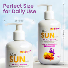 SION BIOTEXT bottle beside aloe leaves emphasizing cooling moisture