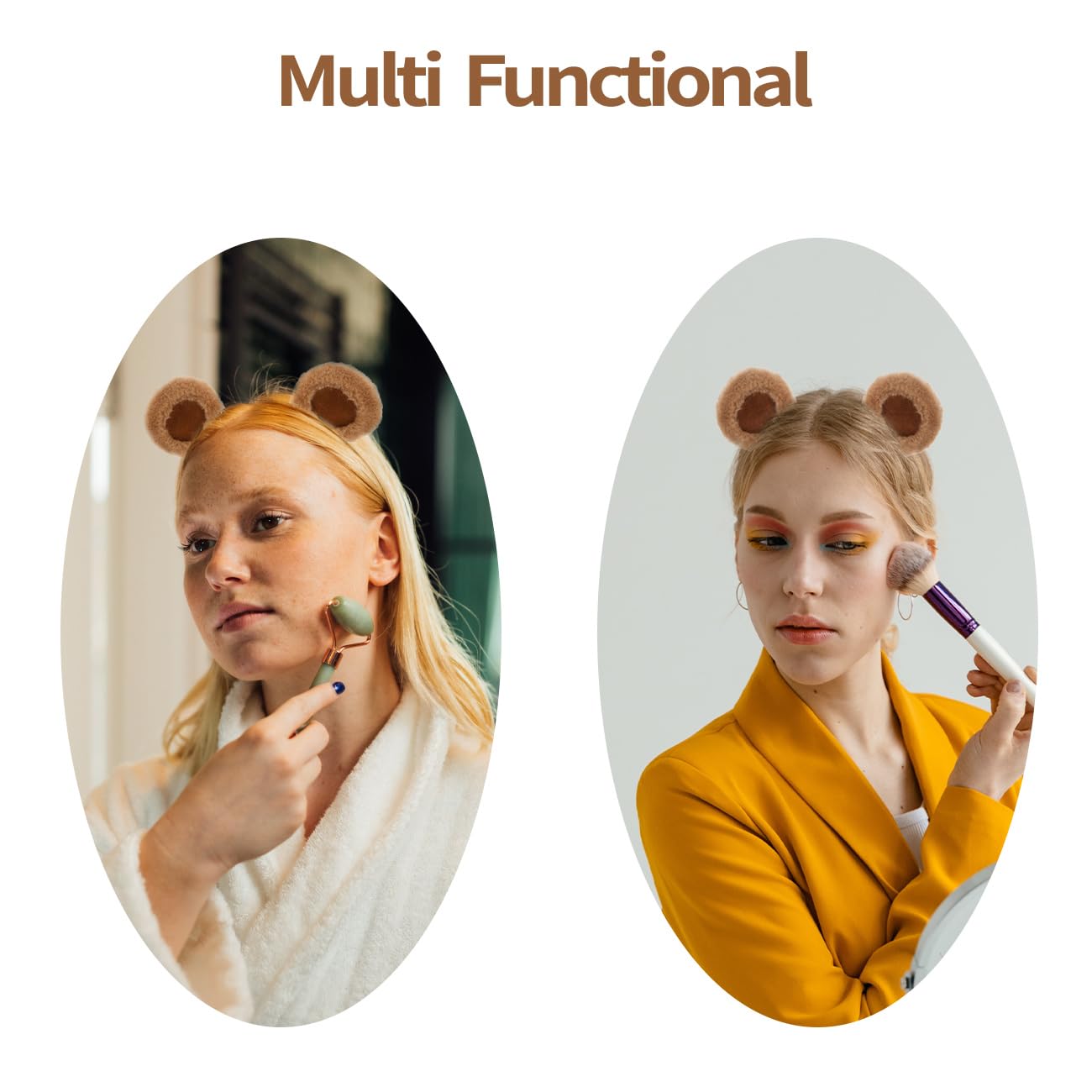 SIOTMERA headband worn during face wash keeps hair neatly away