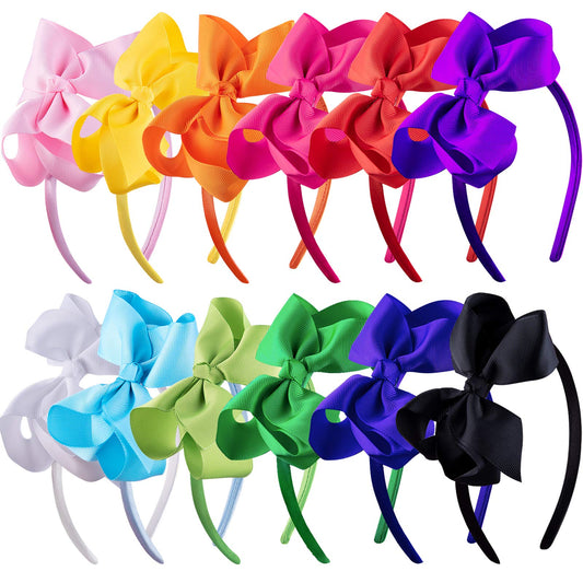 SIQUK front display of twelve colorful bow headbands, easy outfit matching