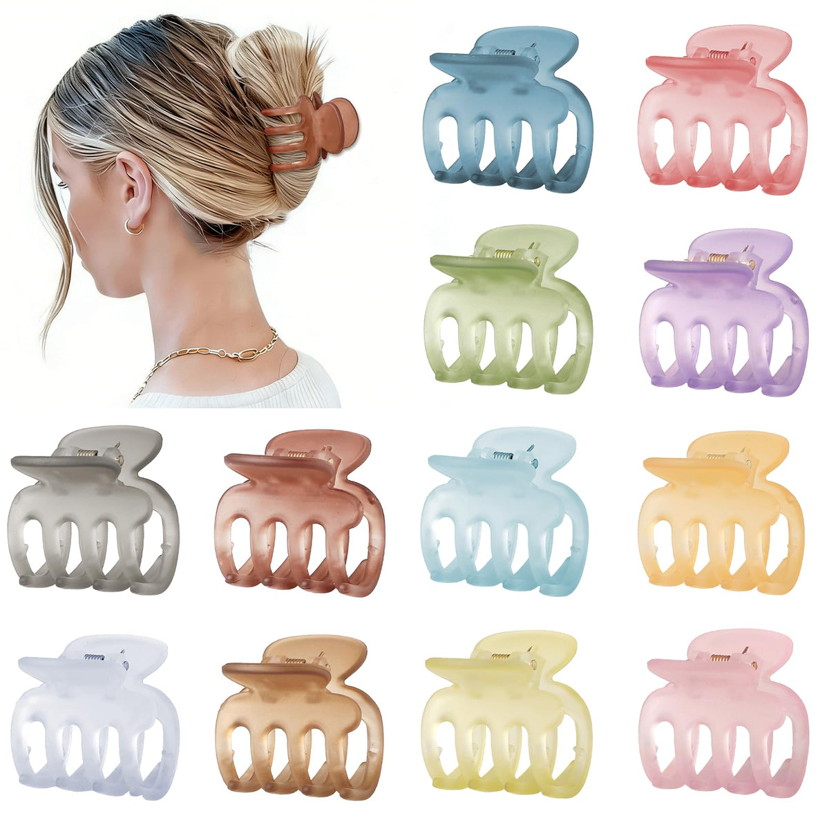 sisiaipu front view of 12 colored clips showing variety and convenience