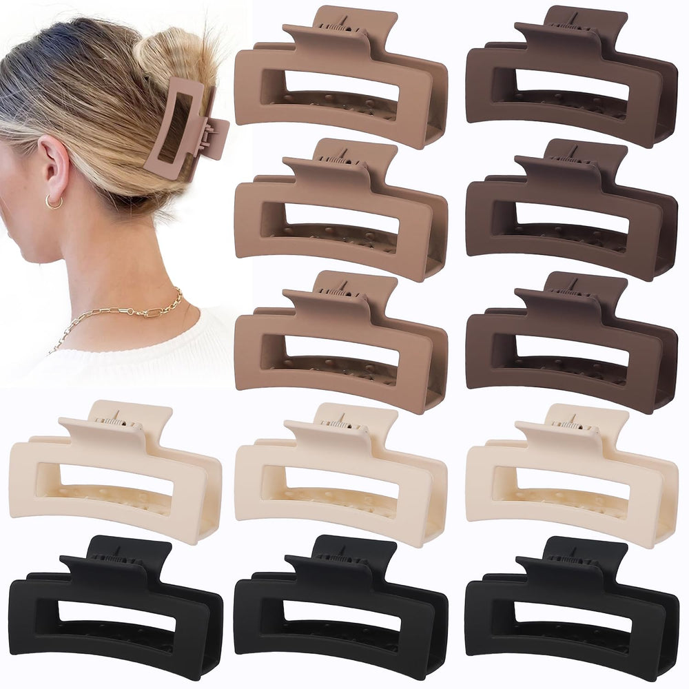 Sisiaipu front view of 12-pack neutral matte clips showing colors and count, organized