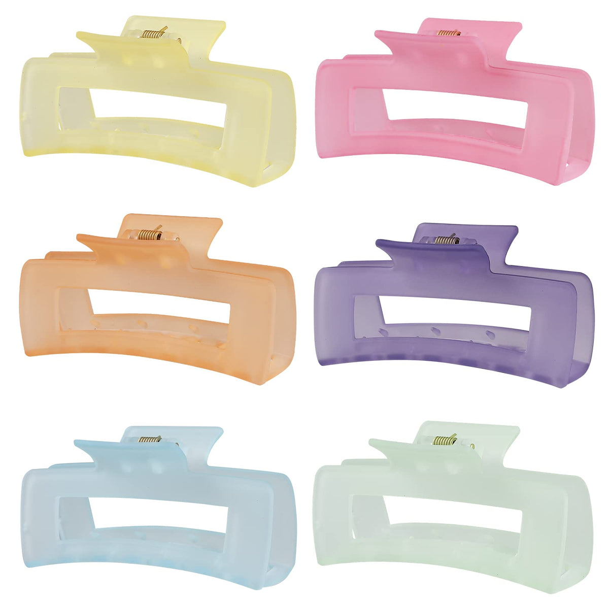 Sisiaipu front view of six ice cream colored large claw clips for easy selection