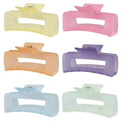 Sisiaipu front view of six ice cream colored large claw clips for easy selection