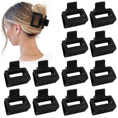 Sisiaipu front view of 12 matte black clips showing compact pack and neat design
