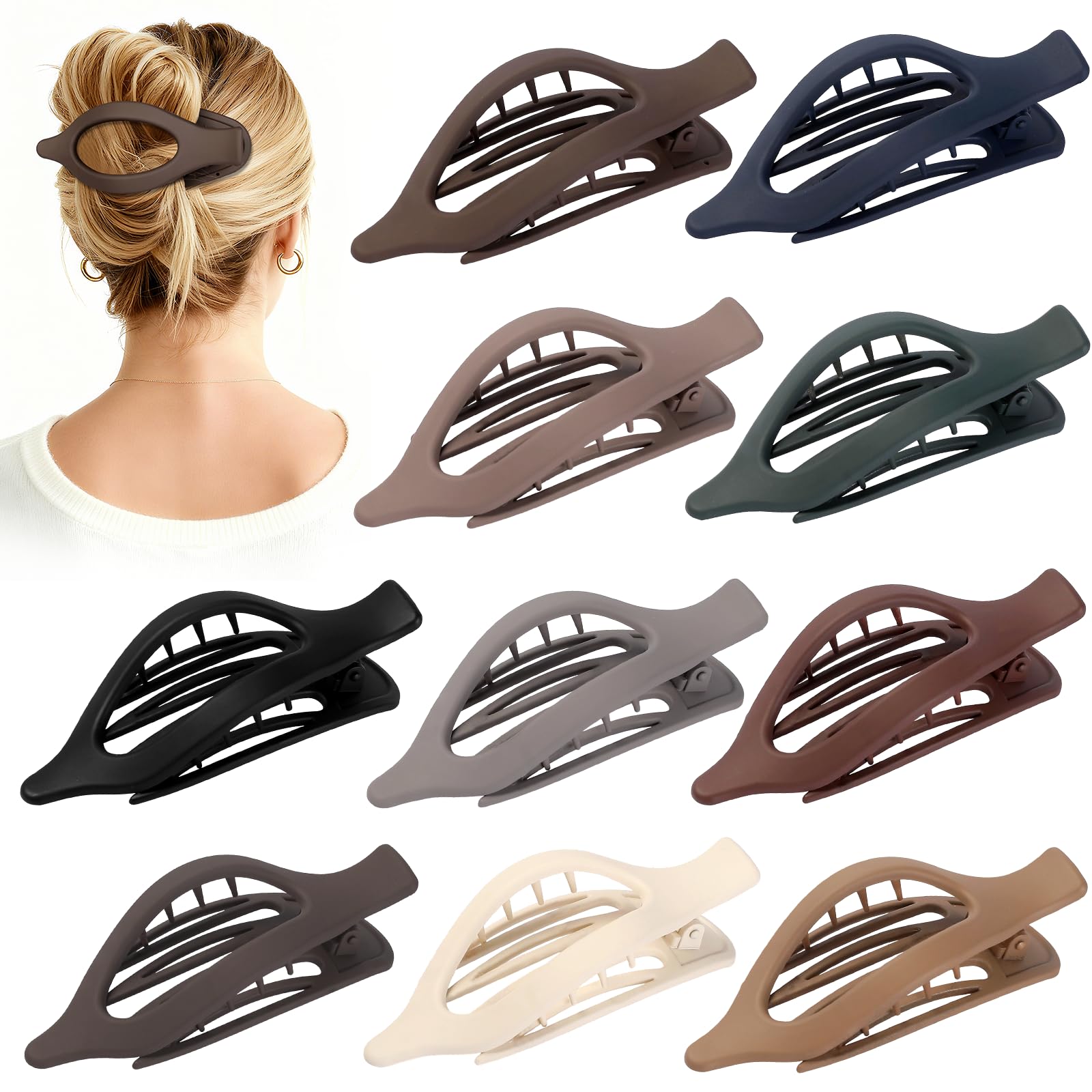Sisiaipu front packaging showing ten colorful flat hair clips, convenient set benefit