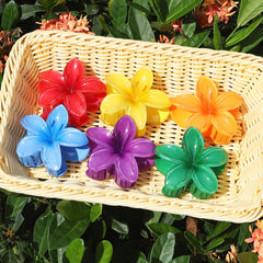 Sisiaipu clip used in a half-up hairstyle showing secure hold and pretty tropical accent