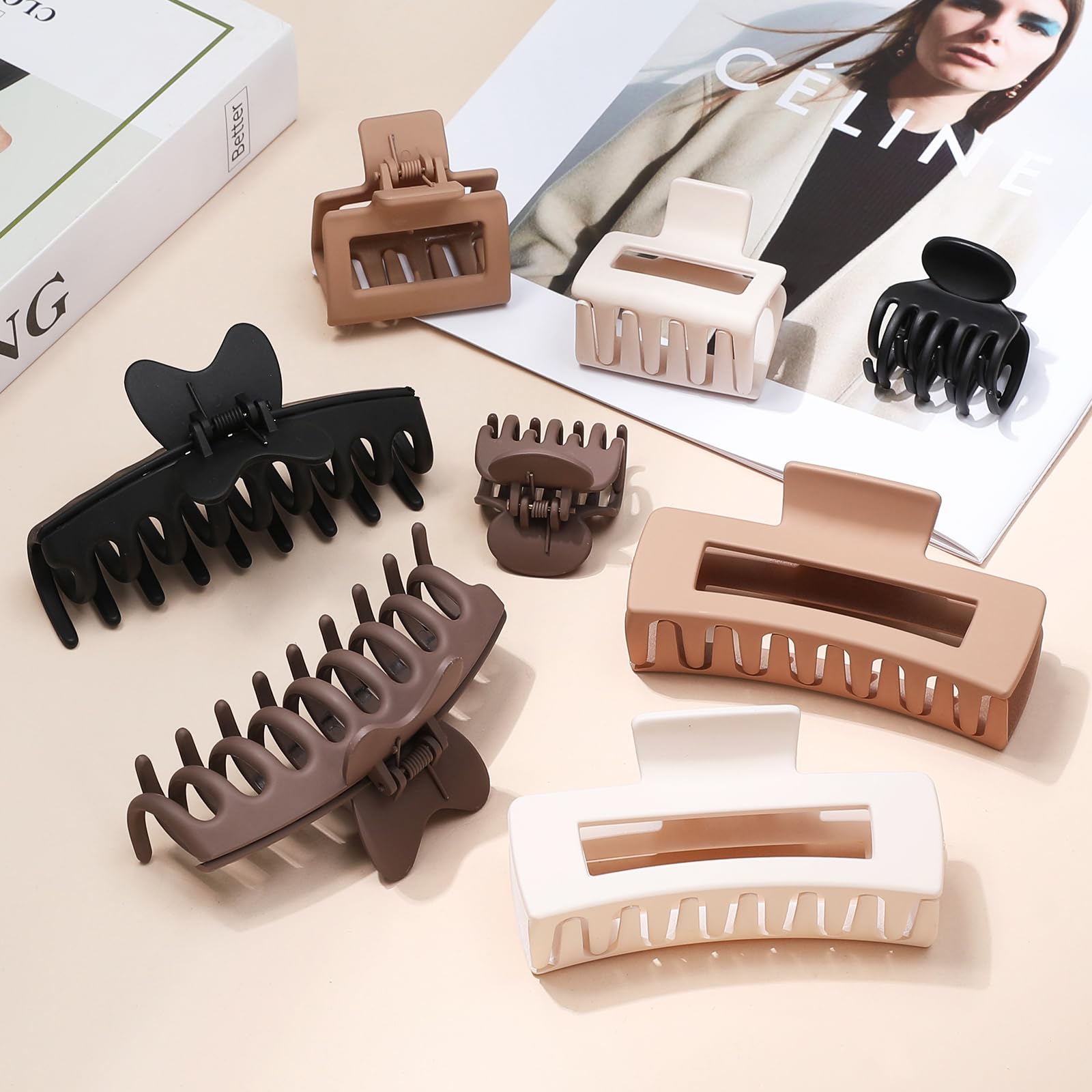 Sisiaipu all eight clips laid out to show size differences for styling