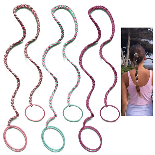 SISYOUP front packaging showing three 25 inch spiral hair ties, durable for sports