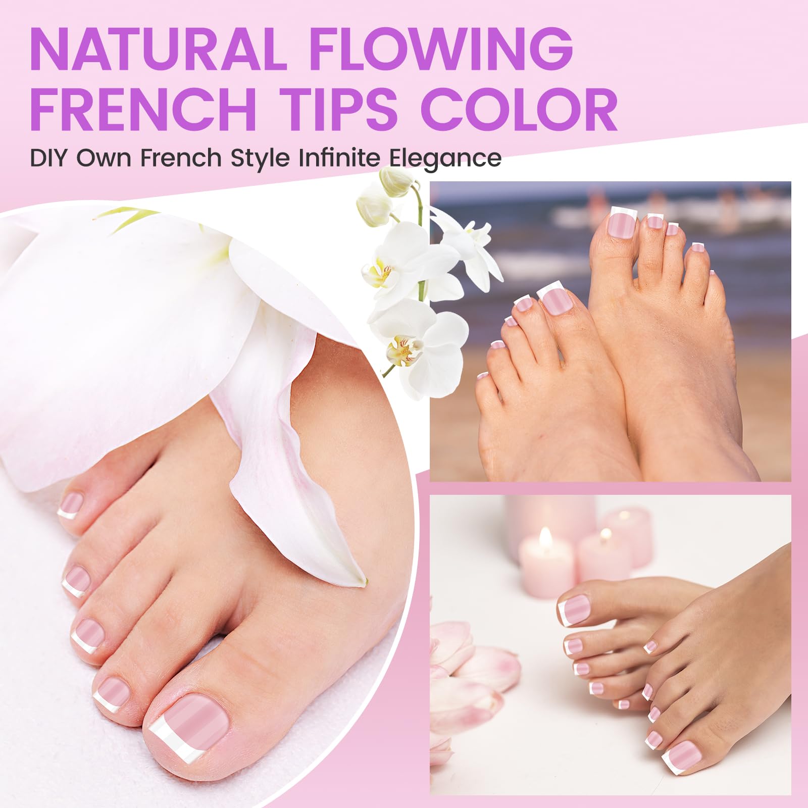 SITELENABY worn press-on toenails in a lifestyle shot showing instant salon look benefit