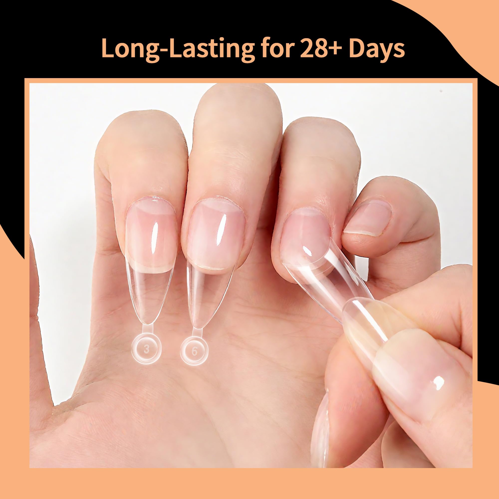 SITELENABY tips being applied on natural nails demonstrating fast at-home manicure