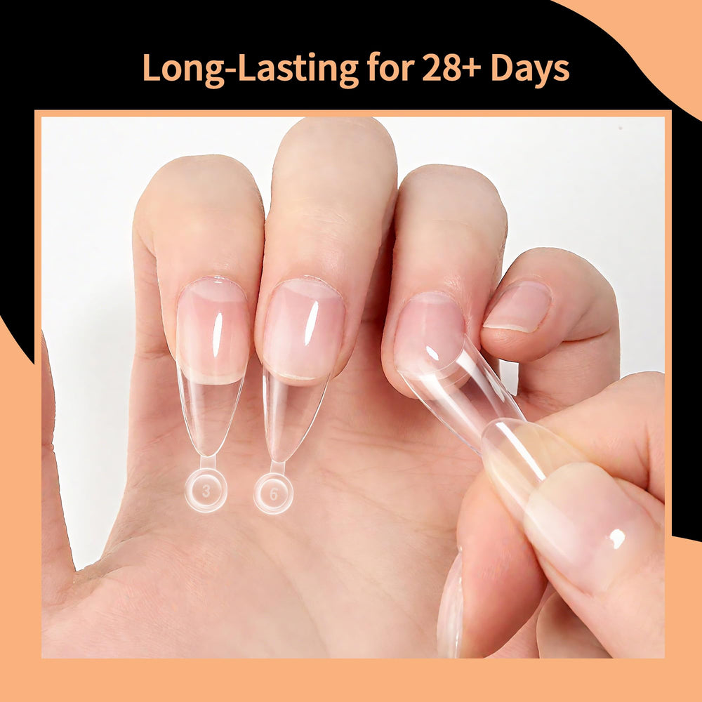 SITELENABY tips being applied on natural nails demonstrating fast at-home manicure