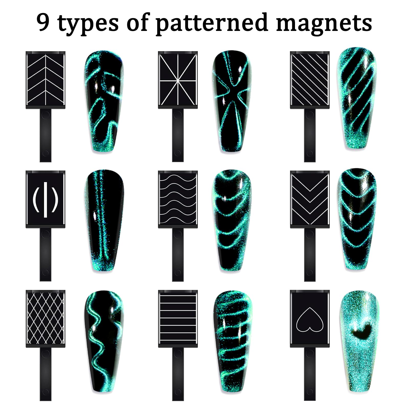 SIUSIO magnetic wand in use above nail creating a sharp cat-eye highlight