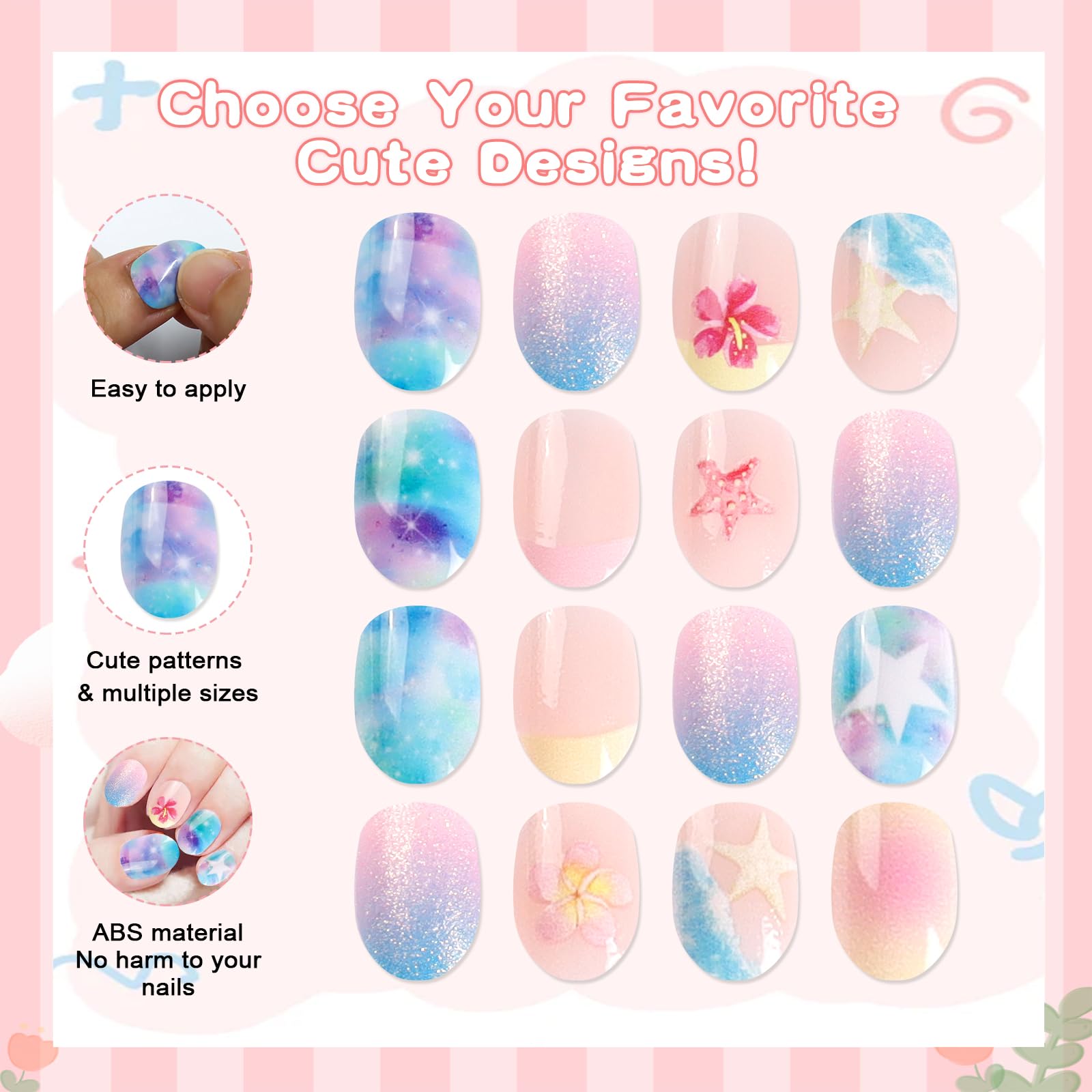 SIUSIO starfish and wave nail patterns displayed, shows playful beach-themed designs