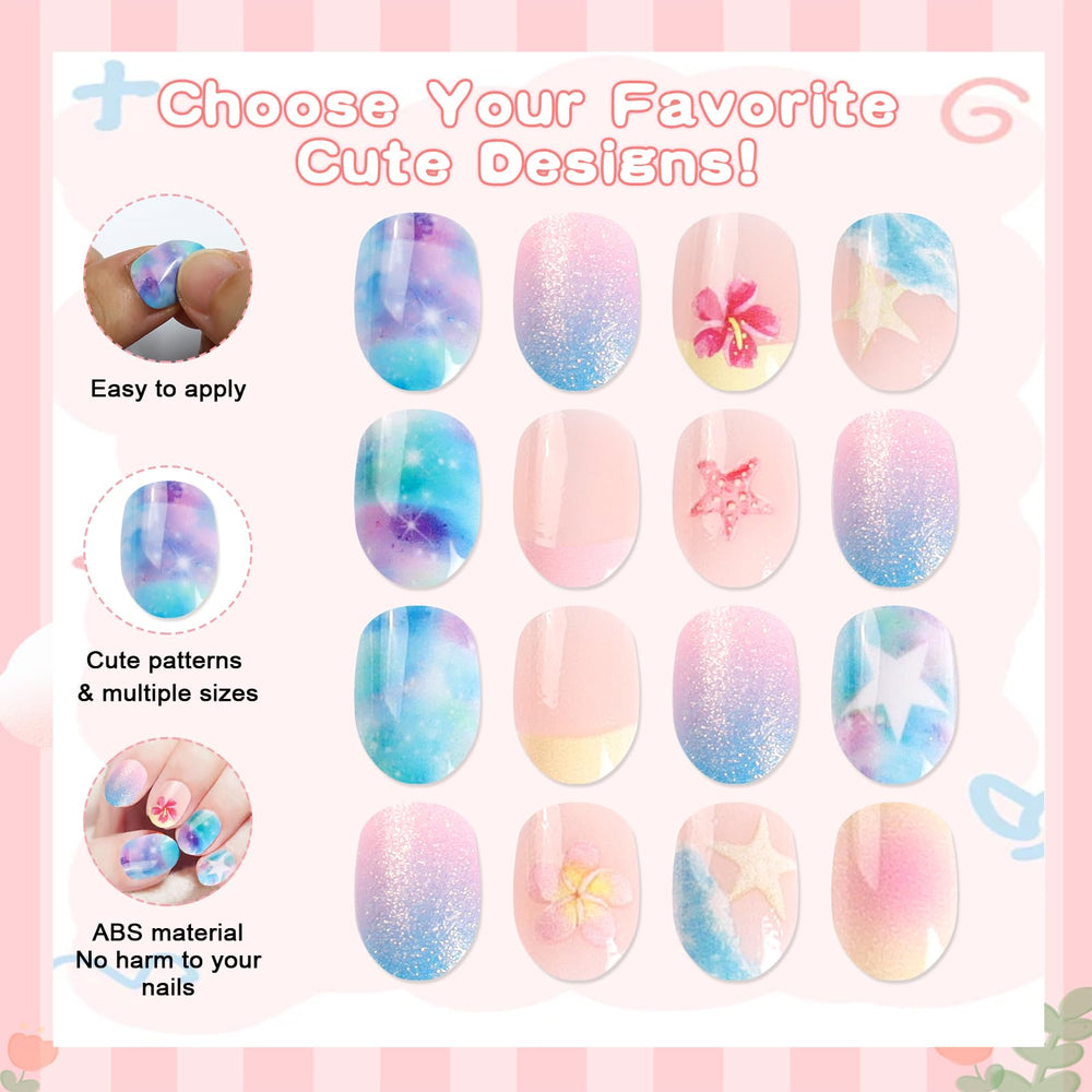 SIUSIO starfish and wave nail patterns displayed, shows playful beach-themed designs