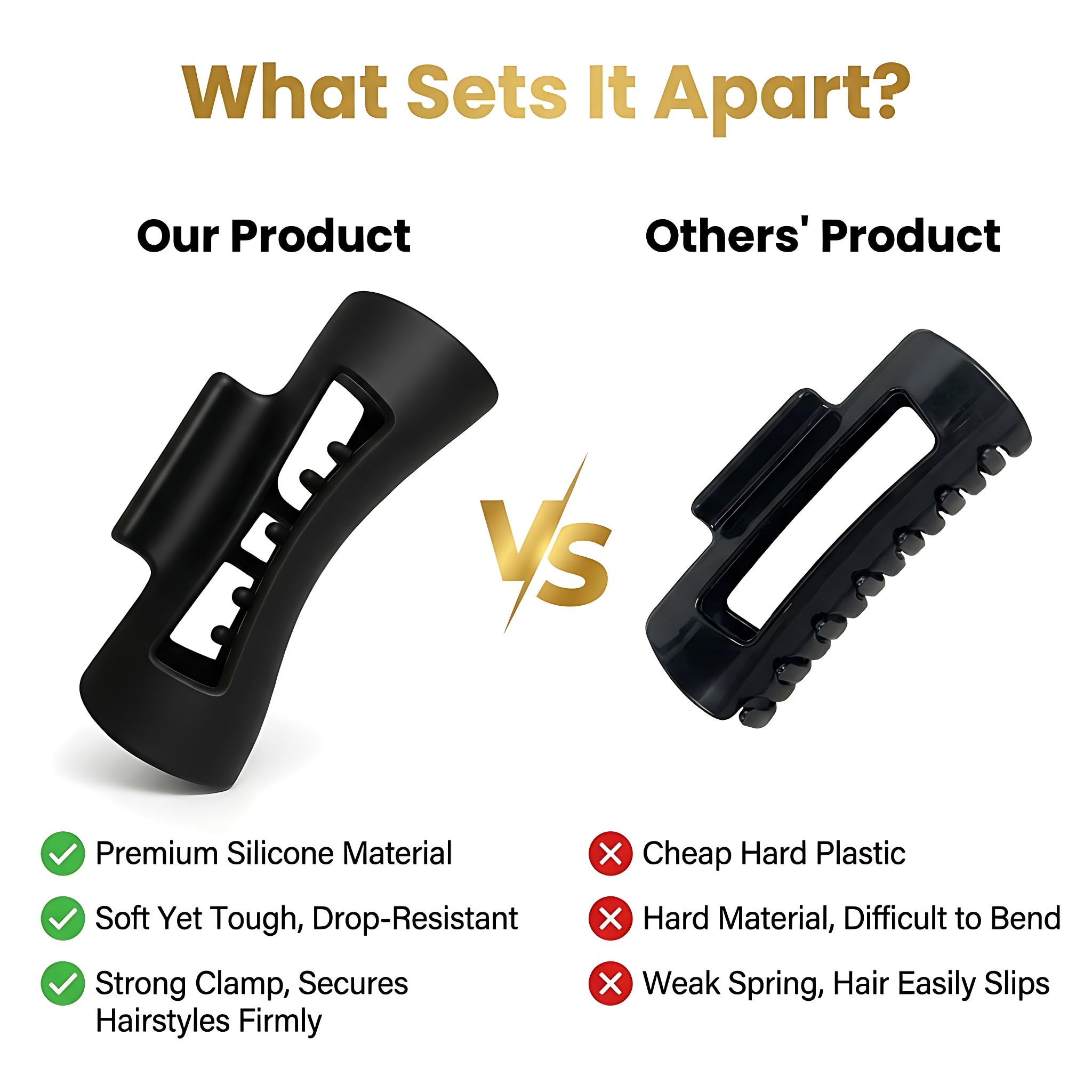 SIVSEA clip holding a bun demonstrating secure non-slip hold benefit
