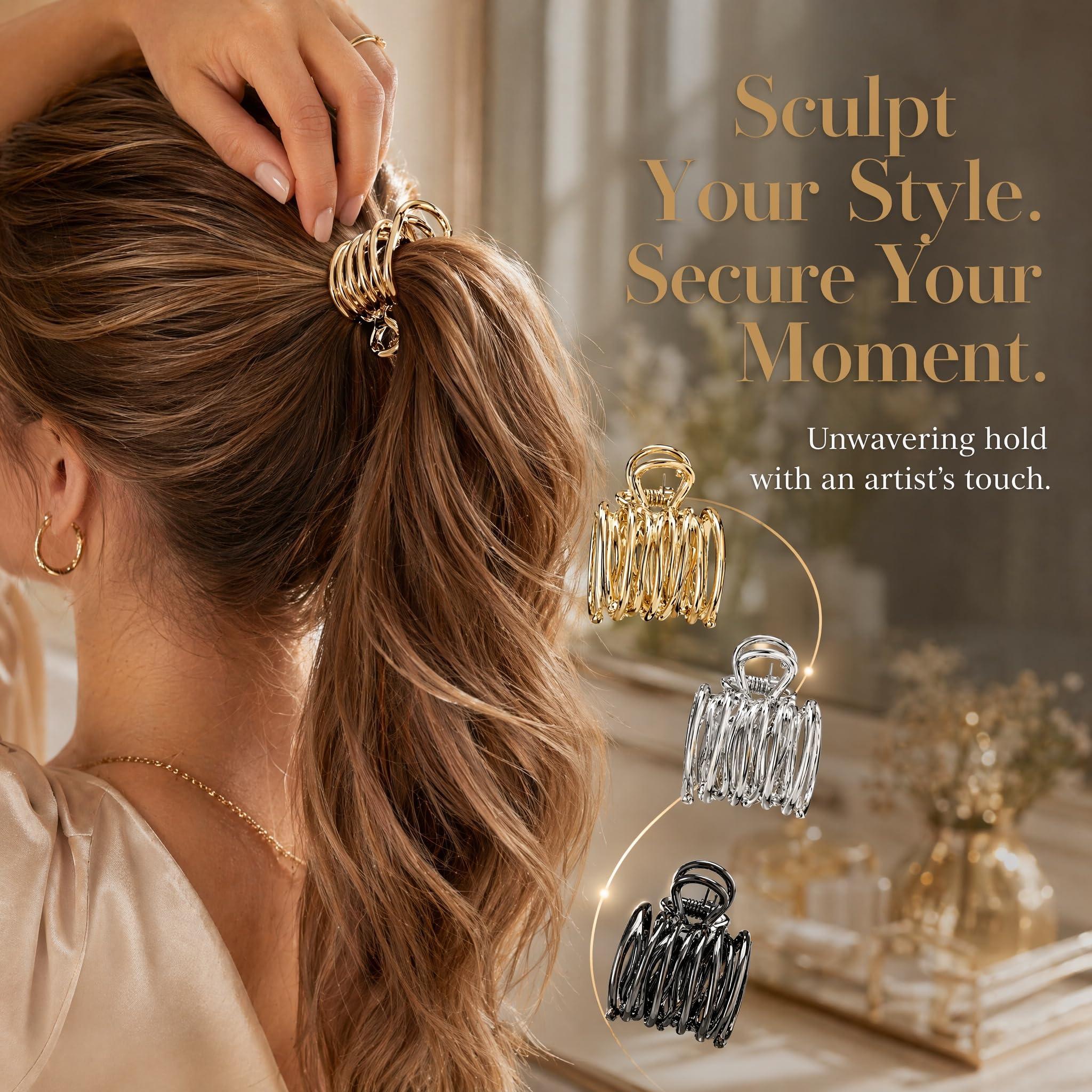 Siysig clip securing a high ponytail for comfortable all-day wear