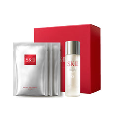 SK-II front packaging showing the full Glow Up Duo set and quick routine benefits
