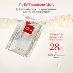 SK-II kit contents laid out flat showing essence bottle and three glow masks