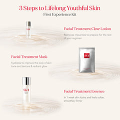 SK-II products arranged on vanity conveying a simplified skincare ritual benefit