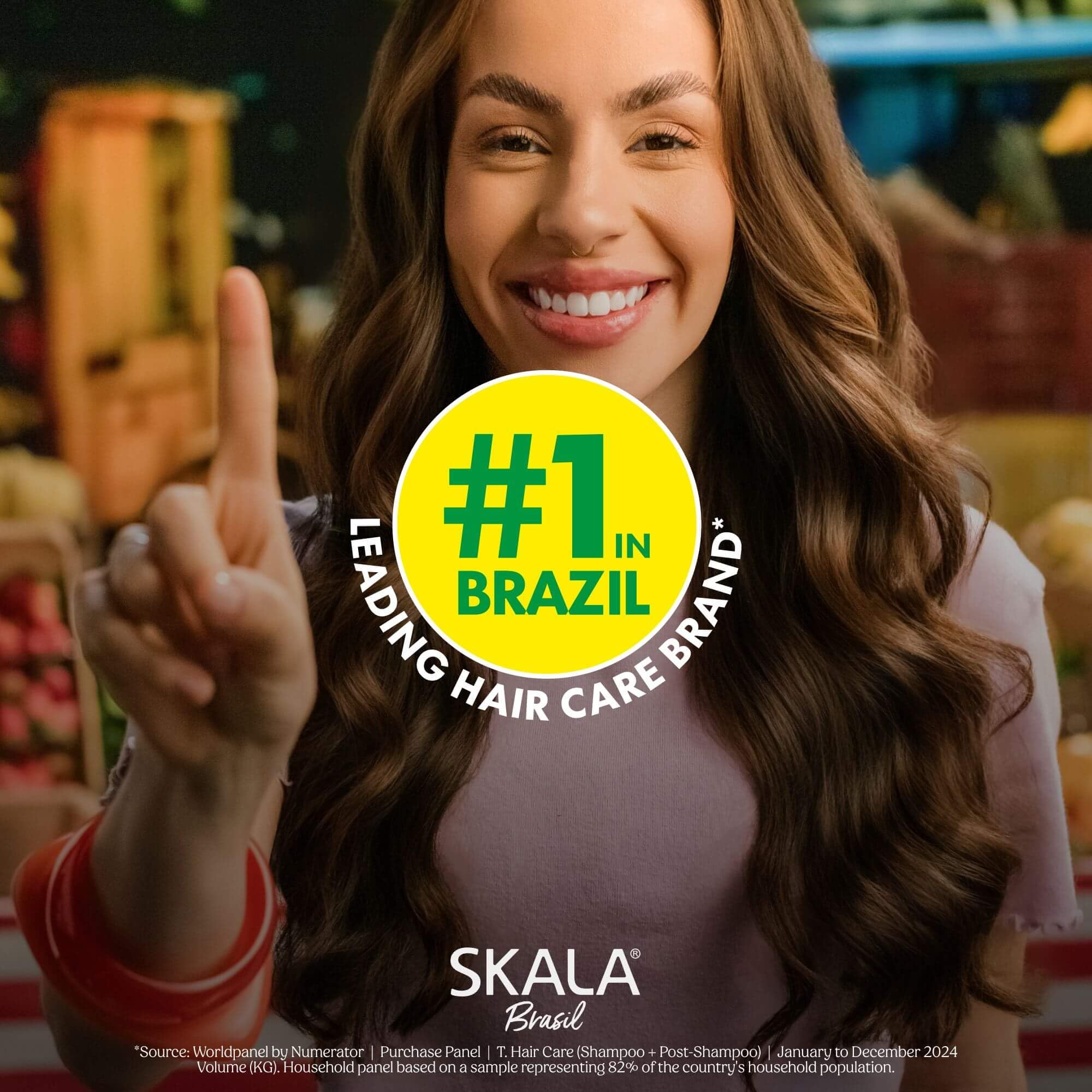 SKALA in-shower use on curly hair demonstrating gentle cleansing and softness benefit