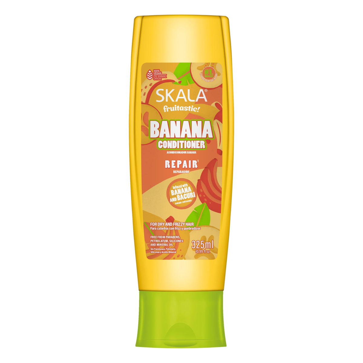 SKALA banana conditioner front bottle showing size and label benefit
