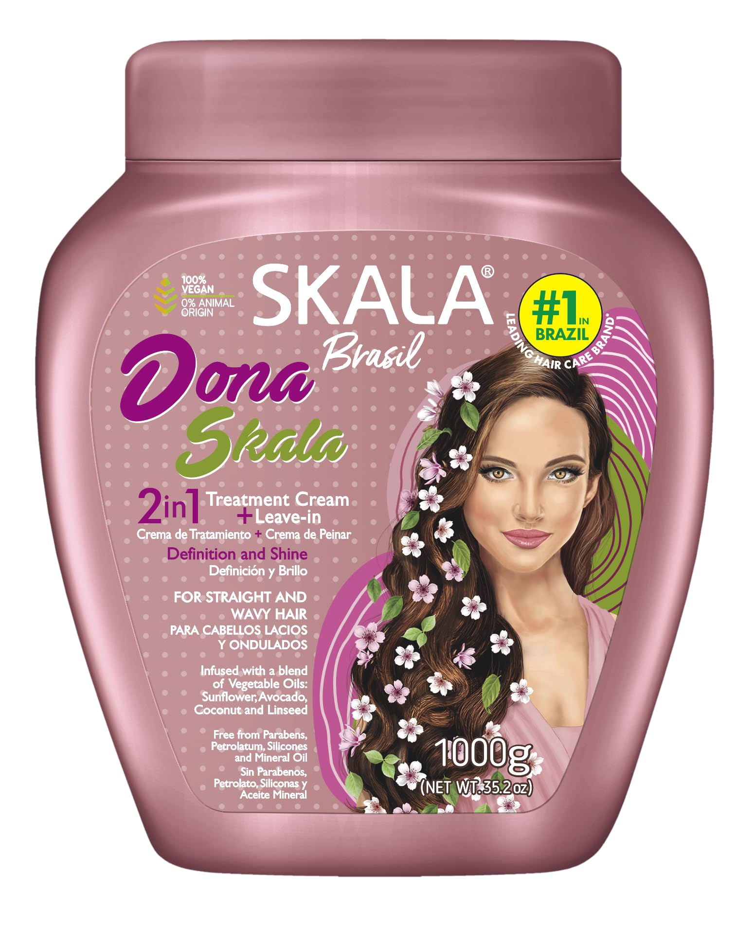 SKALA jar front view showing label and large 35.3oz size, practical for salons