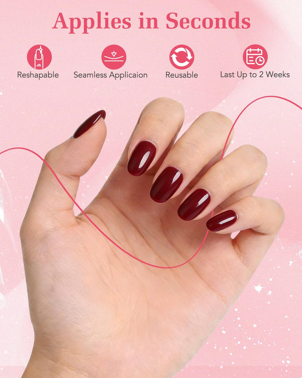 Skiennix application step pressing nail onto finger, quick easy at-home use