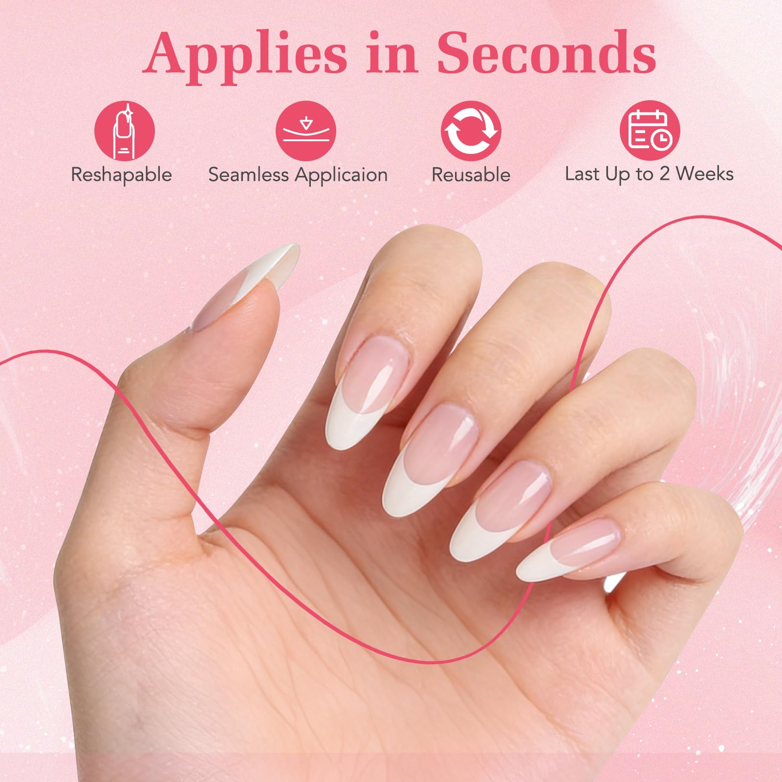Skiennix application tools laid out showing glue, tabs, file, cuticle stick for easy use