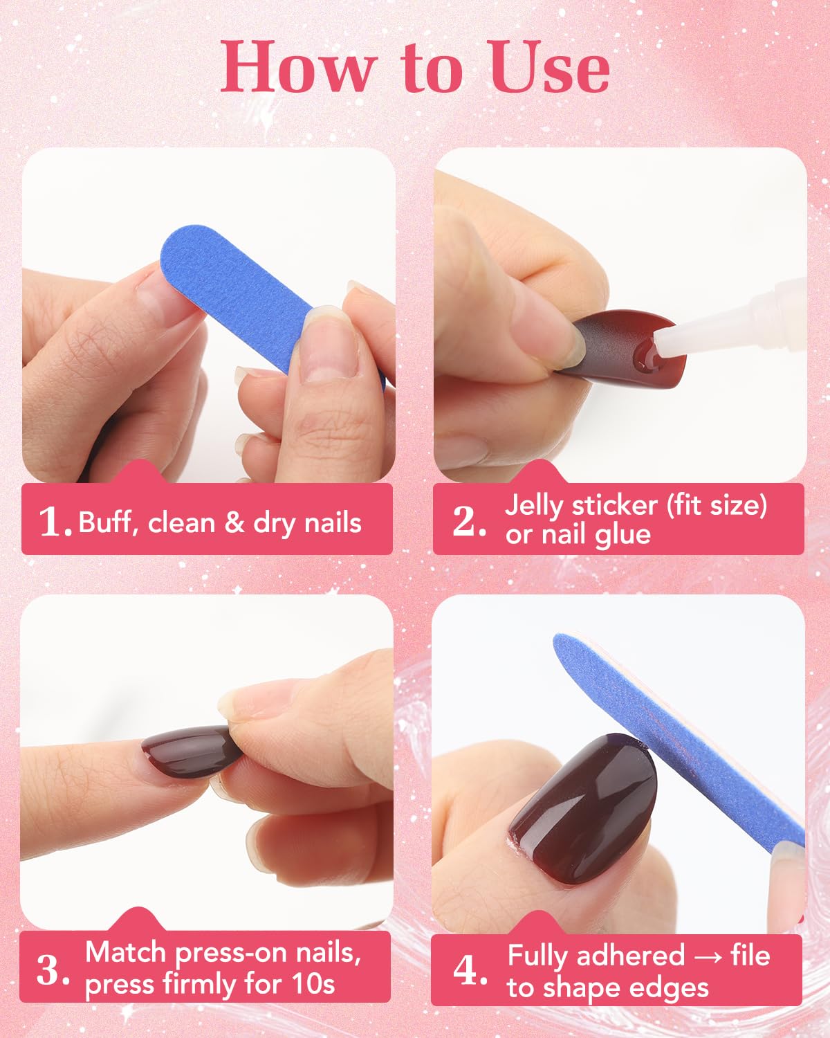 Skiennix glue and adhesive tabs laid out, offers instant or longer hold