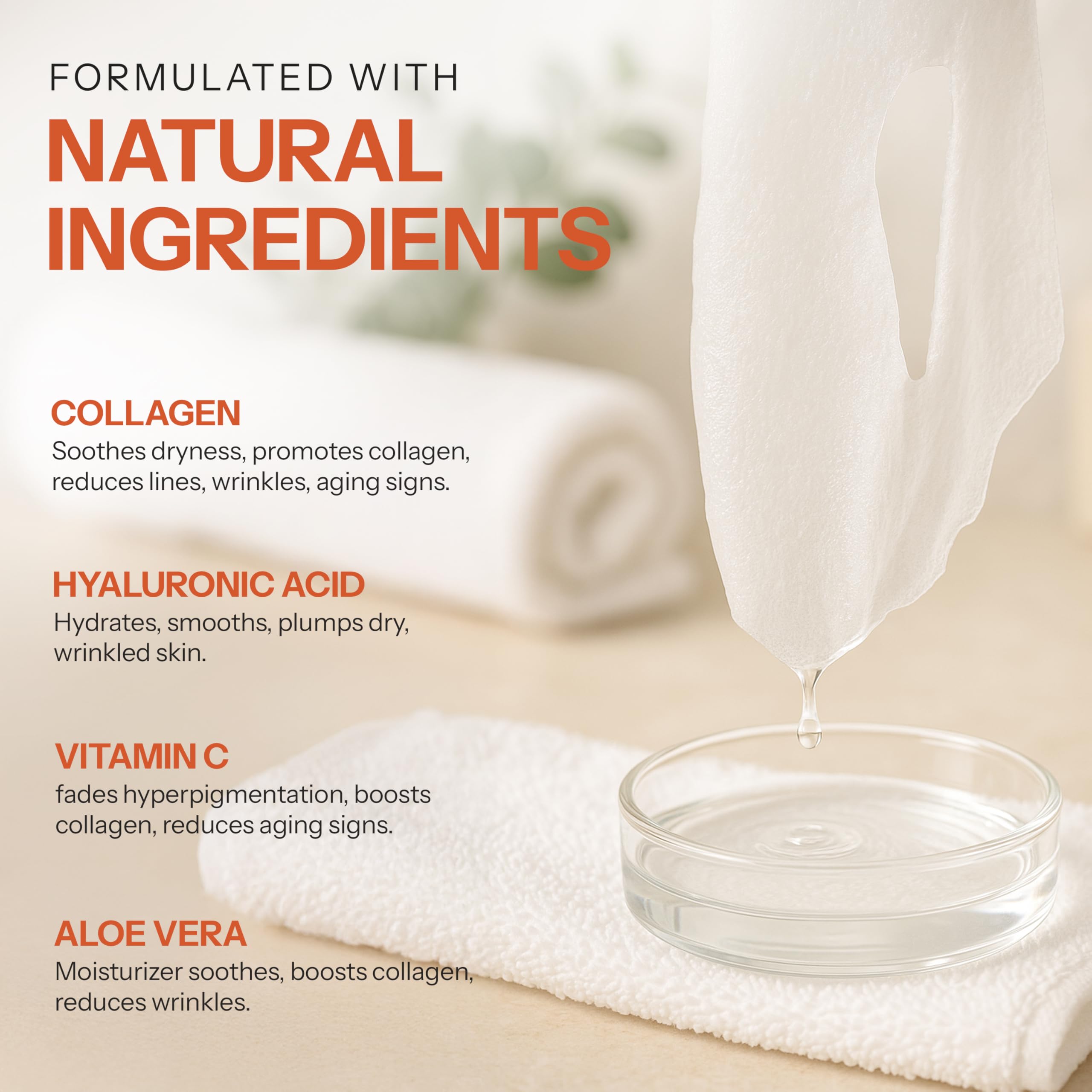 Back label of Skin 2.0 sheet mask showing ingredients and dermatologist-tested benefit