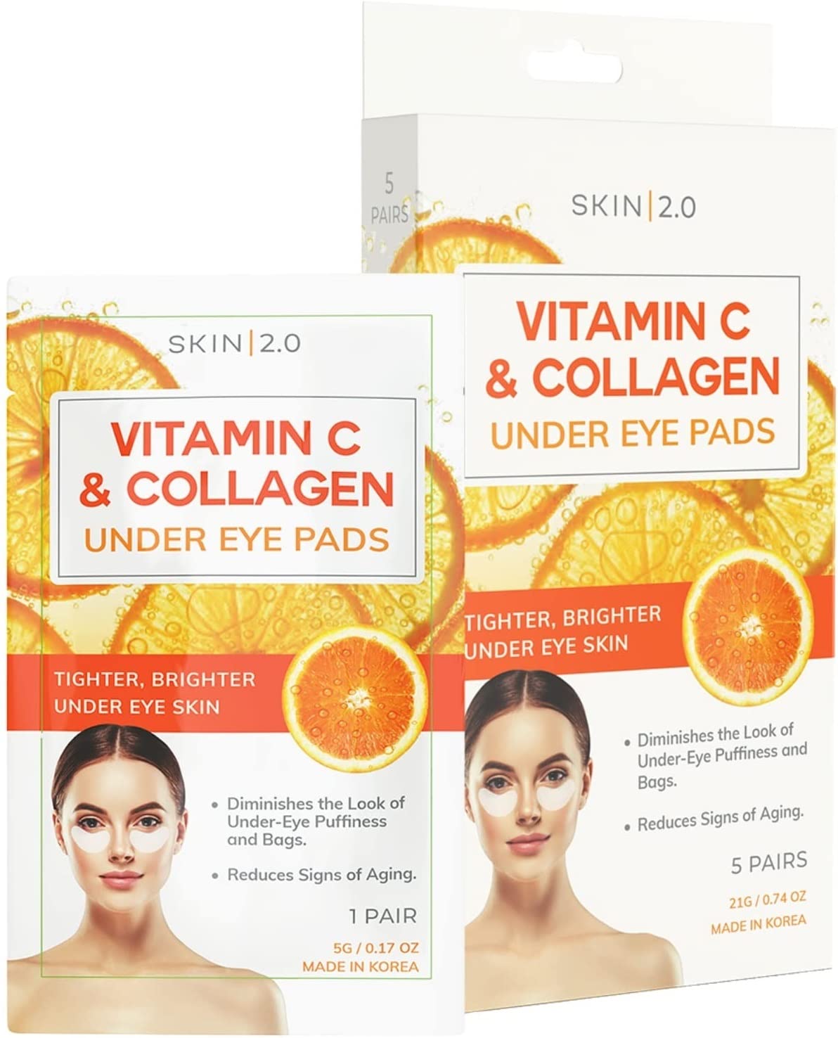 Skin 2.0 front packaging showing five pairs and benefits