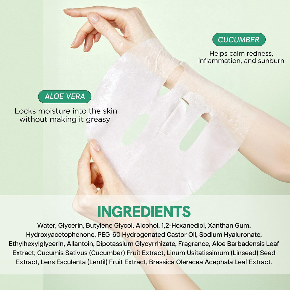 Skin 2.0 cucumber and aloe ingredients display emphasizing natural hydration