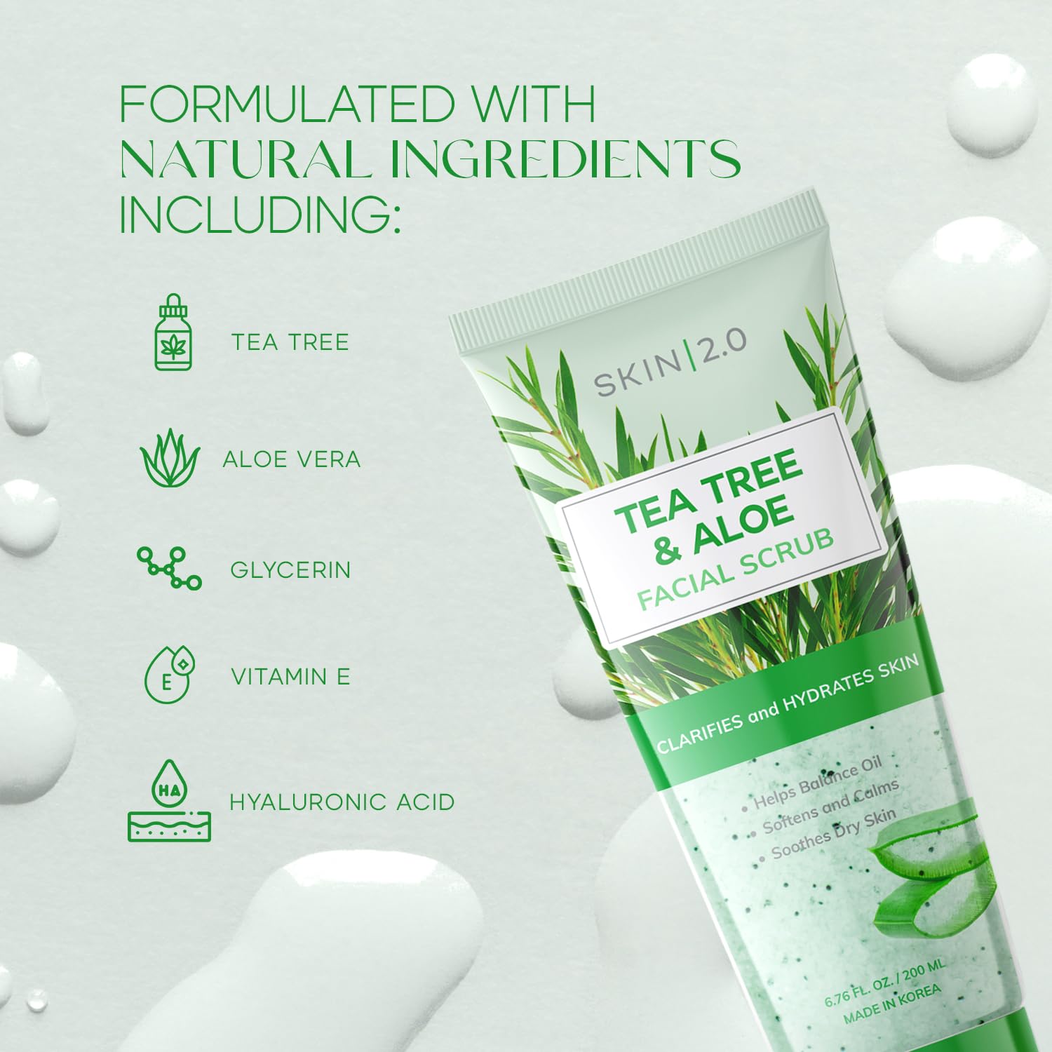 Skin 2.0 on a bathroom shelf in a clean skincare routine setting