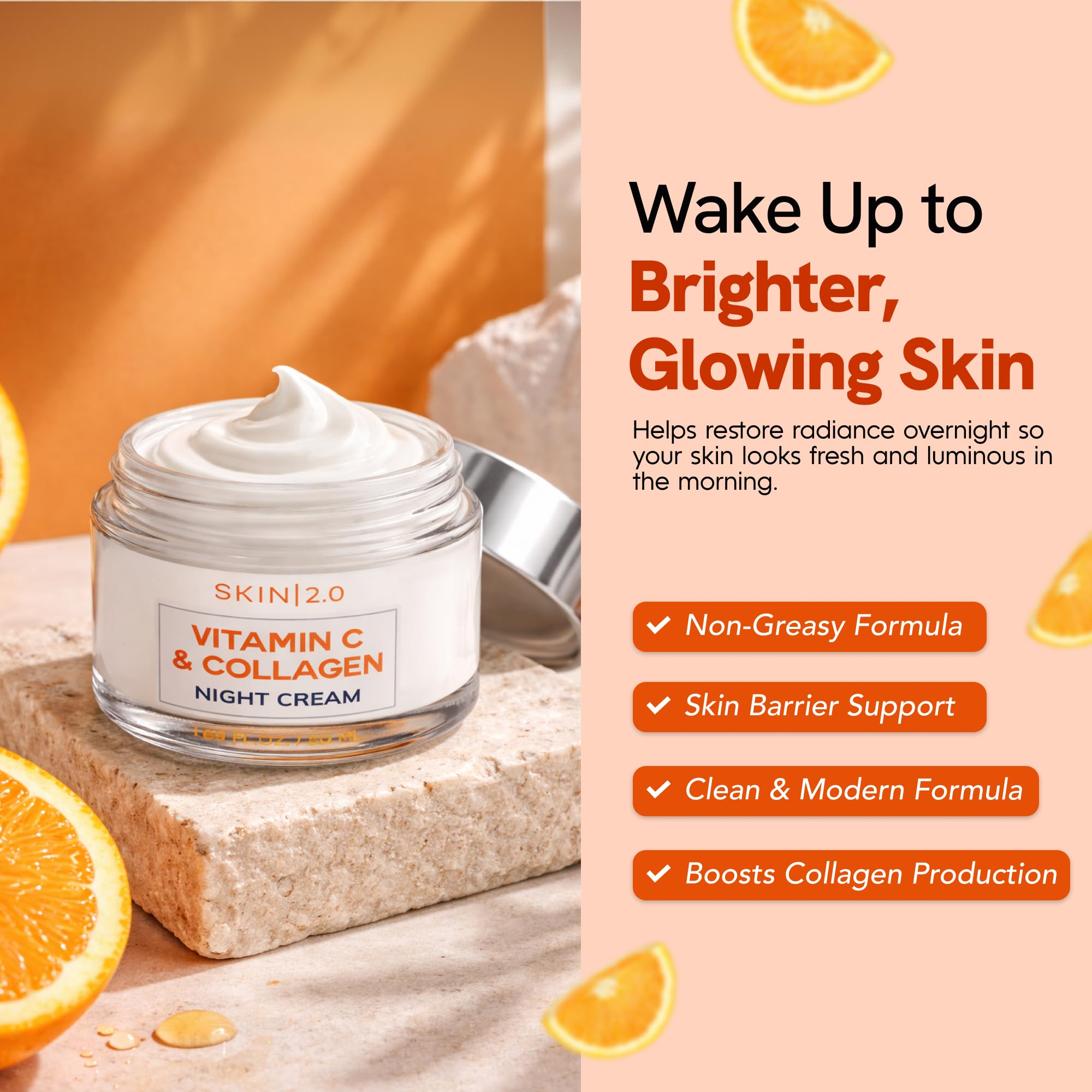 Skin 2.0 cream on hand demonstrating quick absorption and silky finish