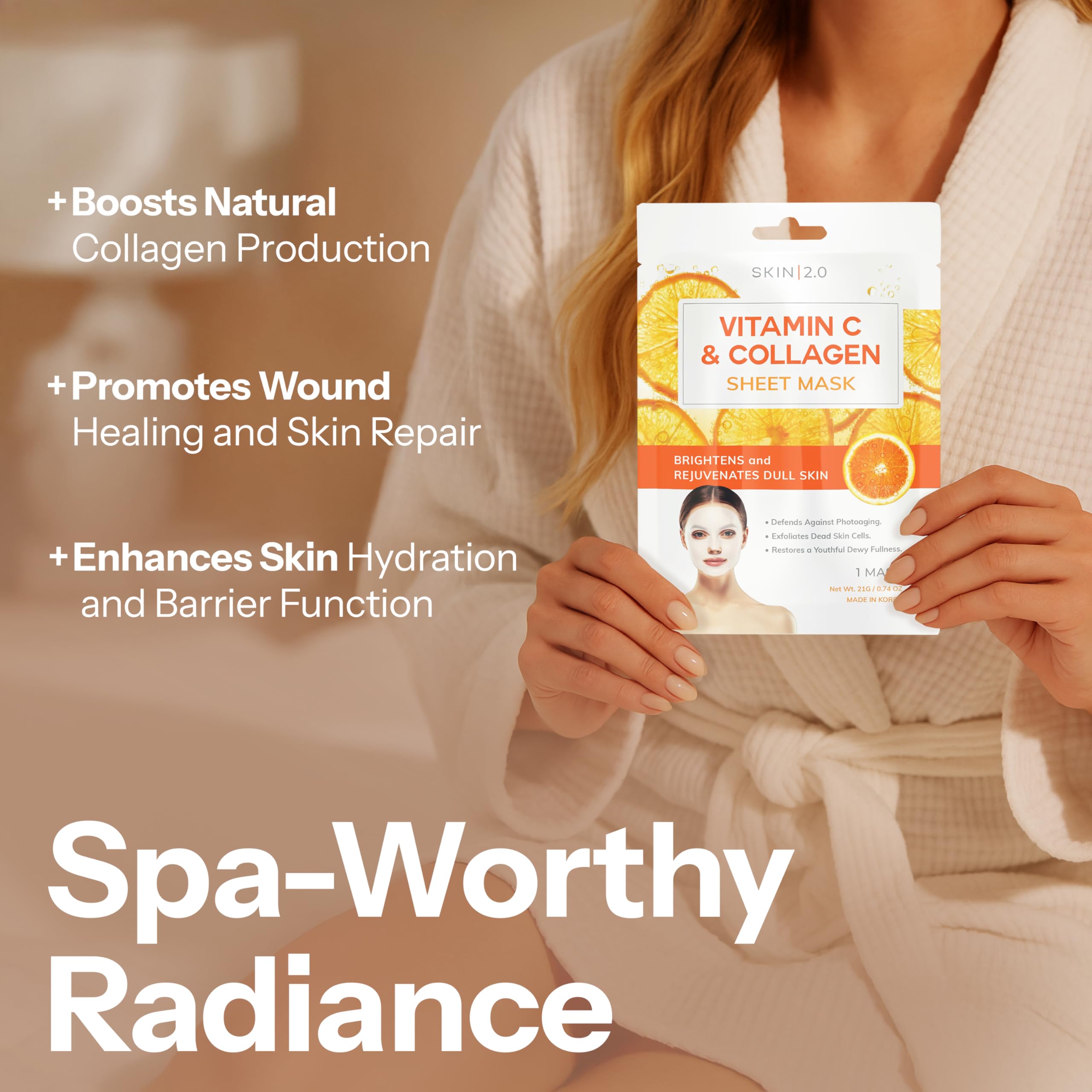 Skin 2.0 mask beside a hand conveying single-use size and travel convenience