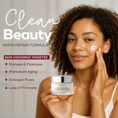 Skin Aesthetics jar on bathroom counter in morning routine showing everyday usability