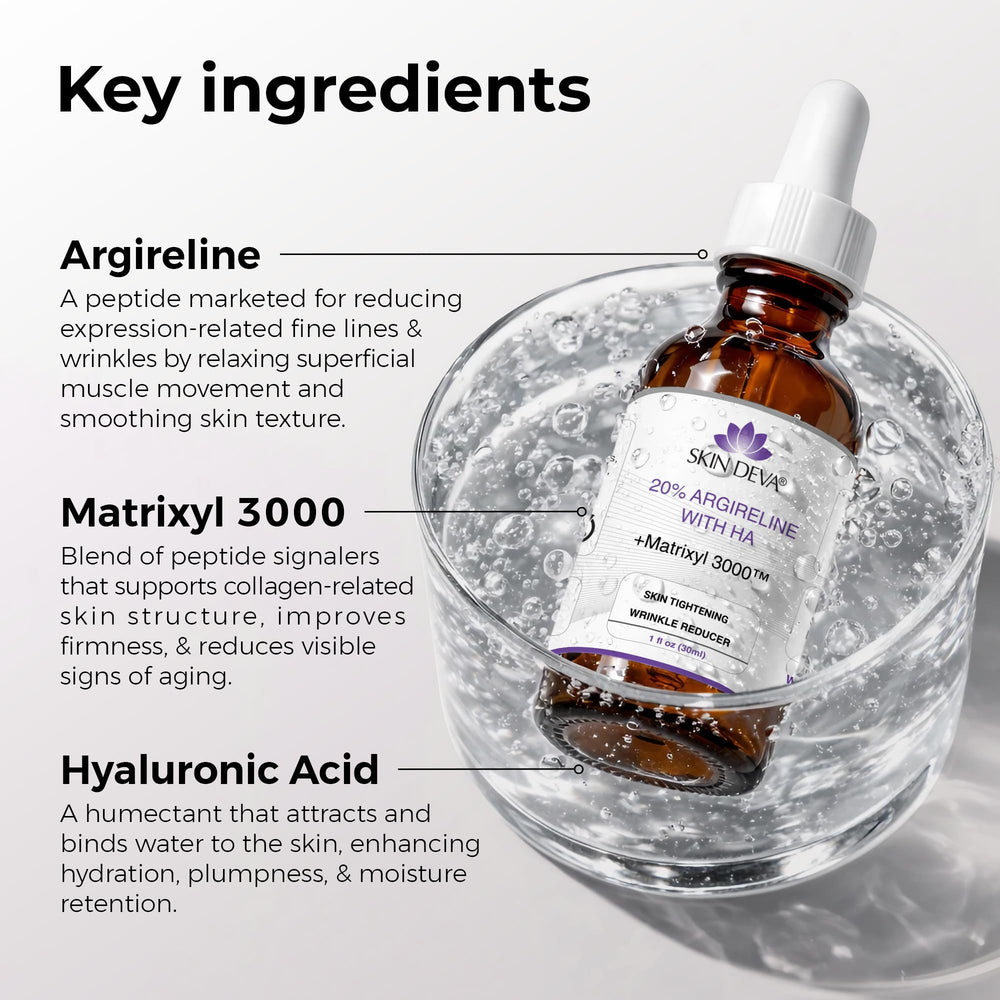 SKIN DEVA ingredients label focused on peptides and hyaluronic acid benefits