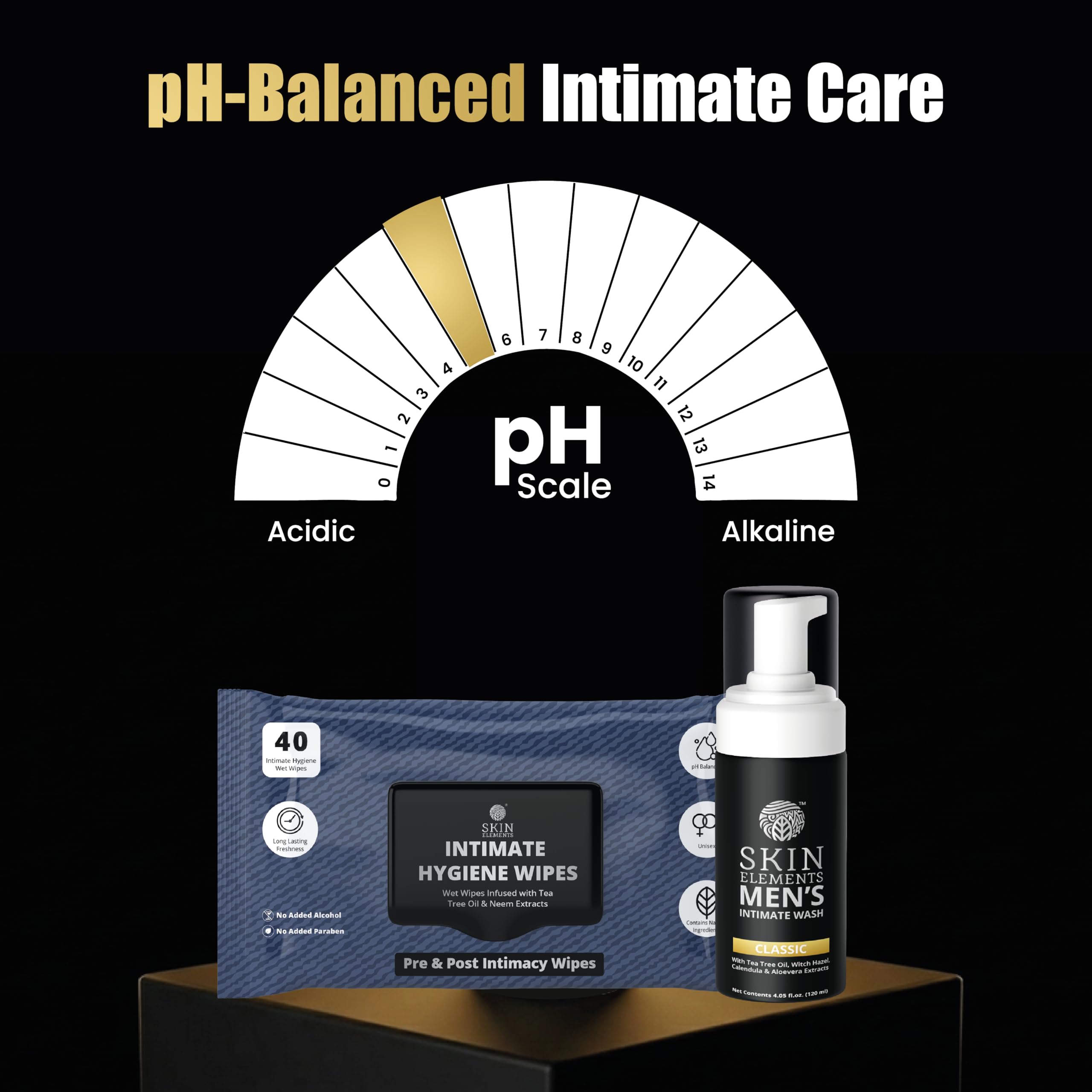 Skin Elements wash and wipes in hand showing compact, portable size