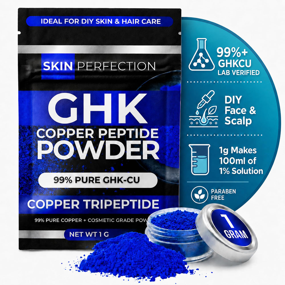 Skin Perfection jar front view showing compact 1g packaging and clear label benefits