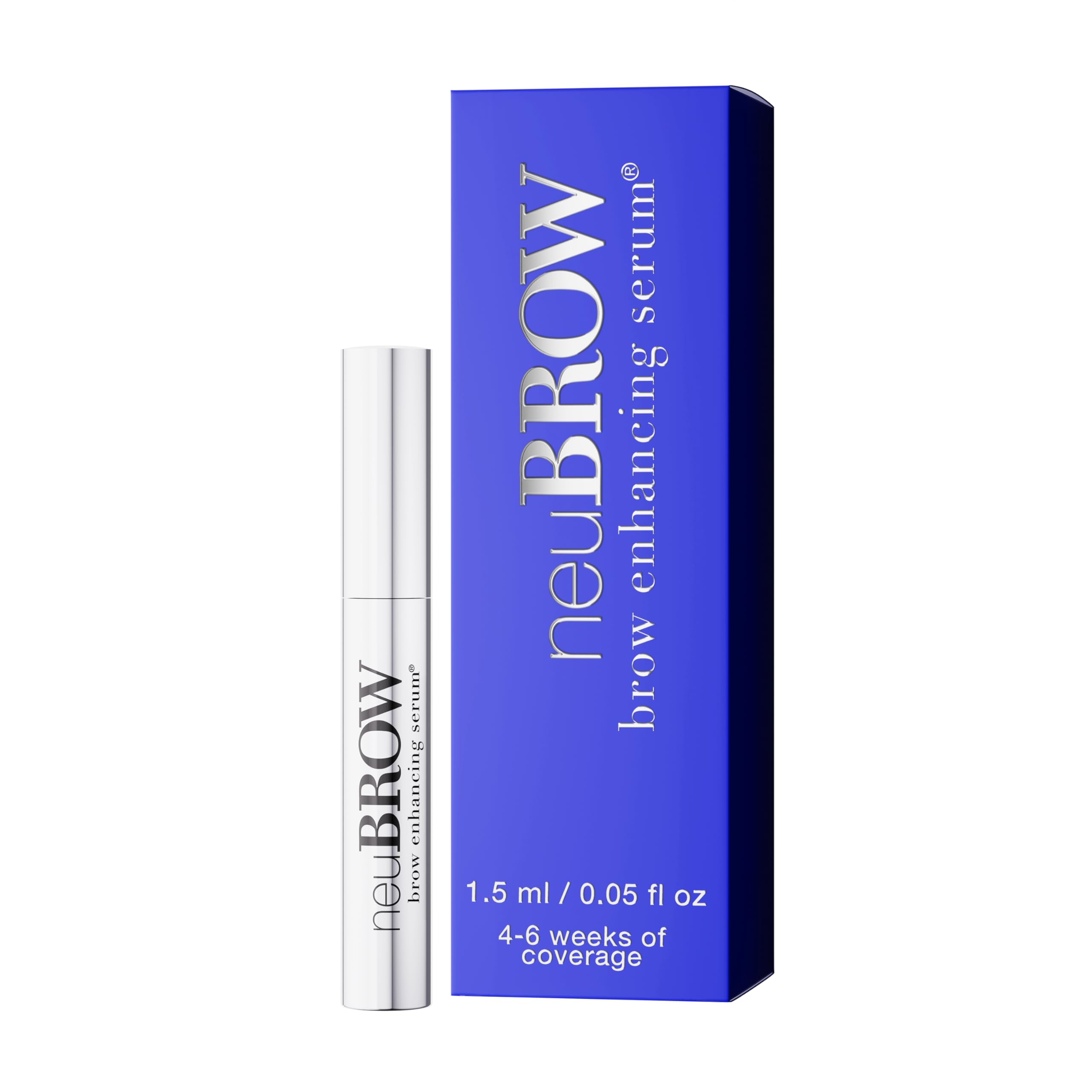Skin Research Laboratories neuBROW front tube showing product branding and compact size benefit