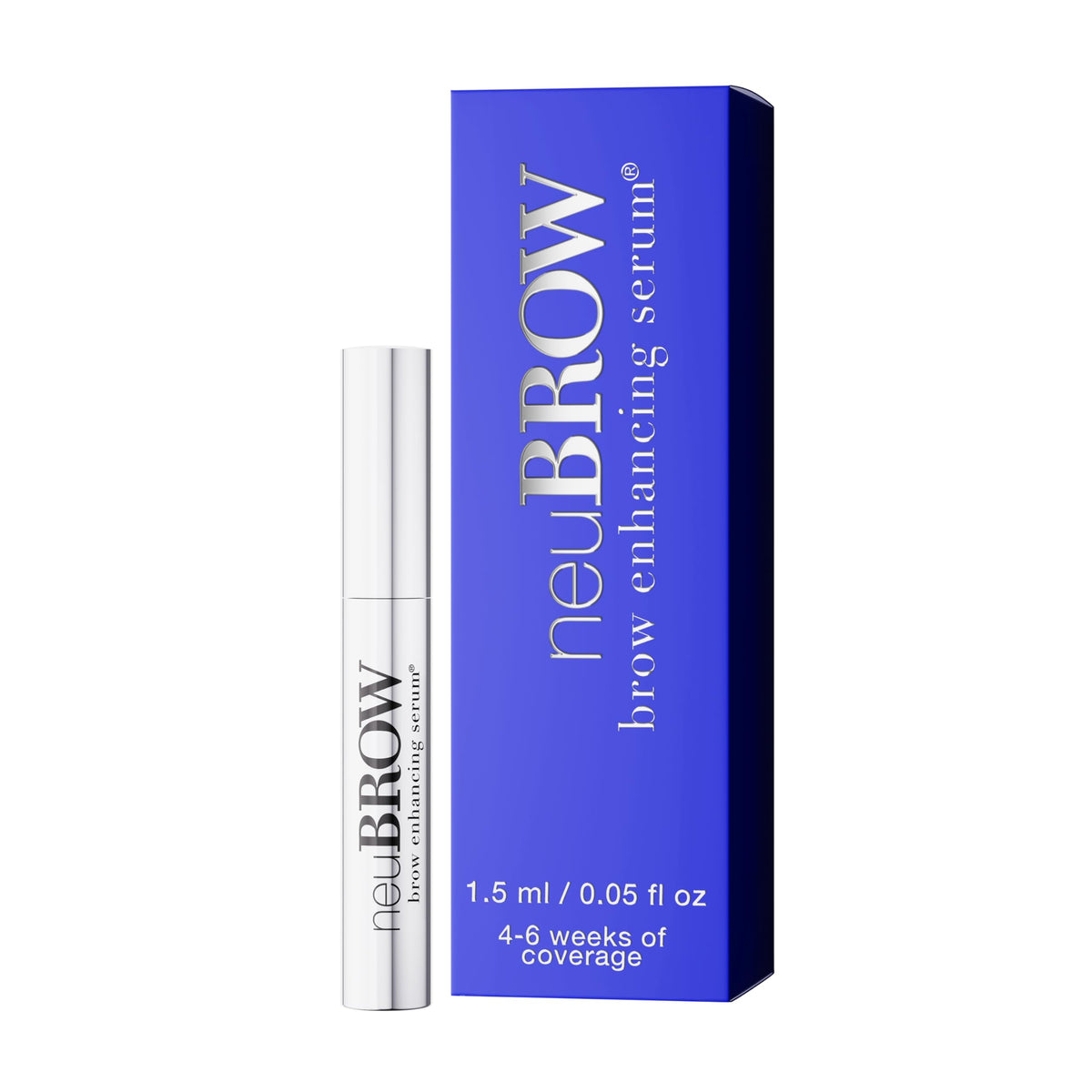 Skin Research Laboratories neuBROW front tube showing product branding and compact size benefit