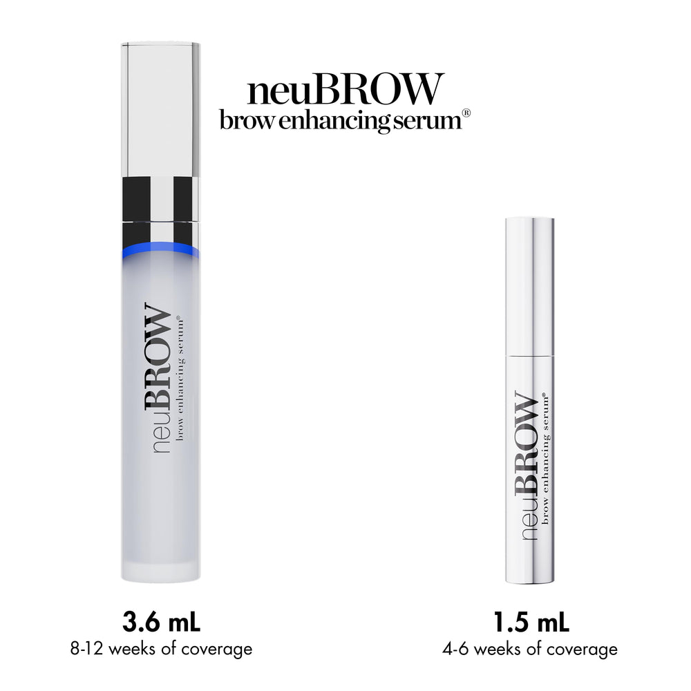 Skin Research Laboratories neuBROW on vanity near mirror indicating everyday routine convenience