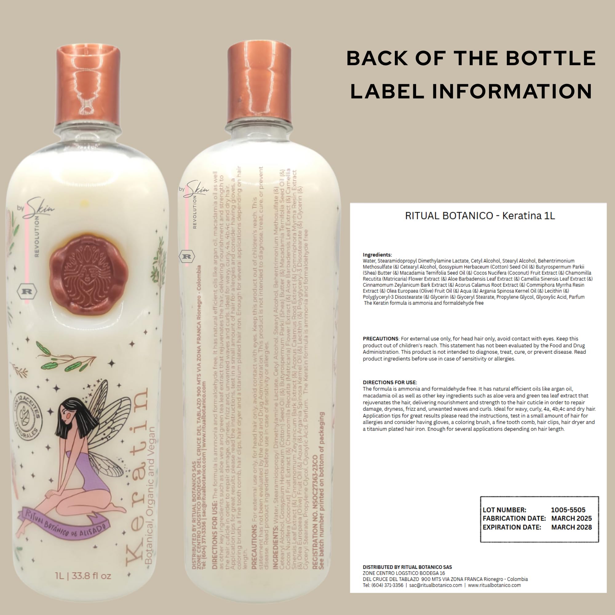 Skin Revolution back label with ingredients list and usage instructions