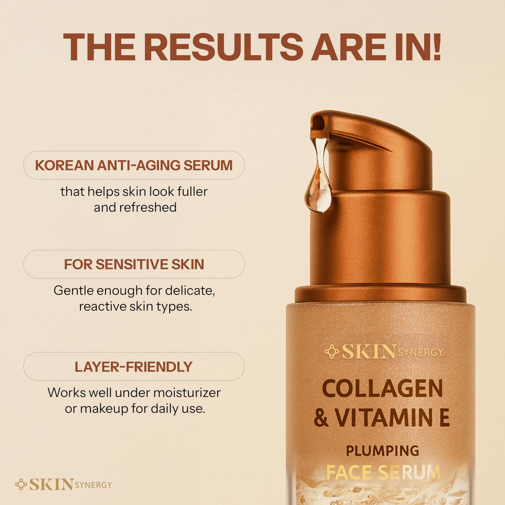 Skin Synergy label close-up showing ingredients and dermatologist-tested reassurance
