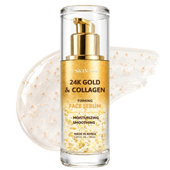 Skin Synergy bottle front view showing sleek packaging and clean beauty benefits