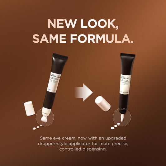 SKIN1004 eye cream tube detail highlighting applicator and hygienic dispensing benefit