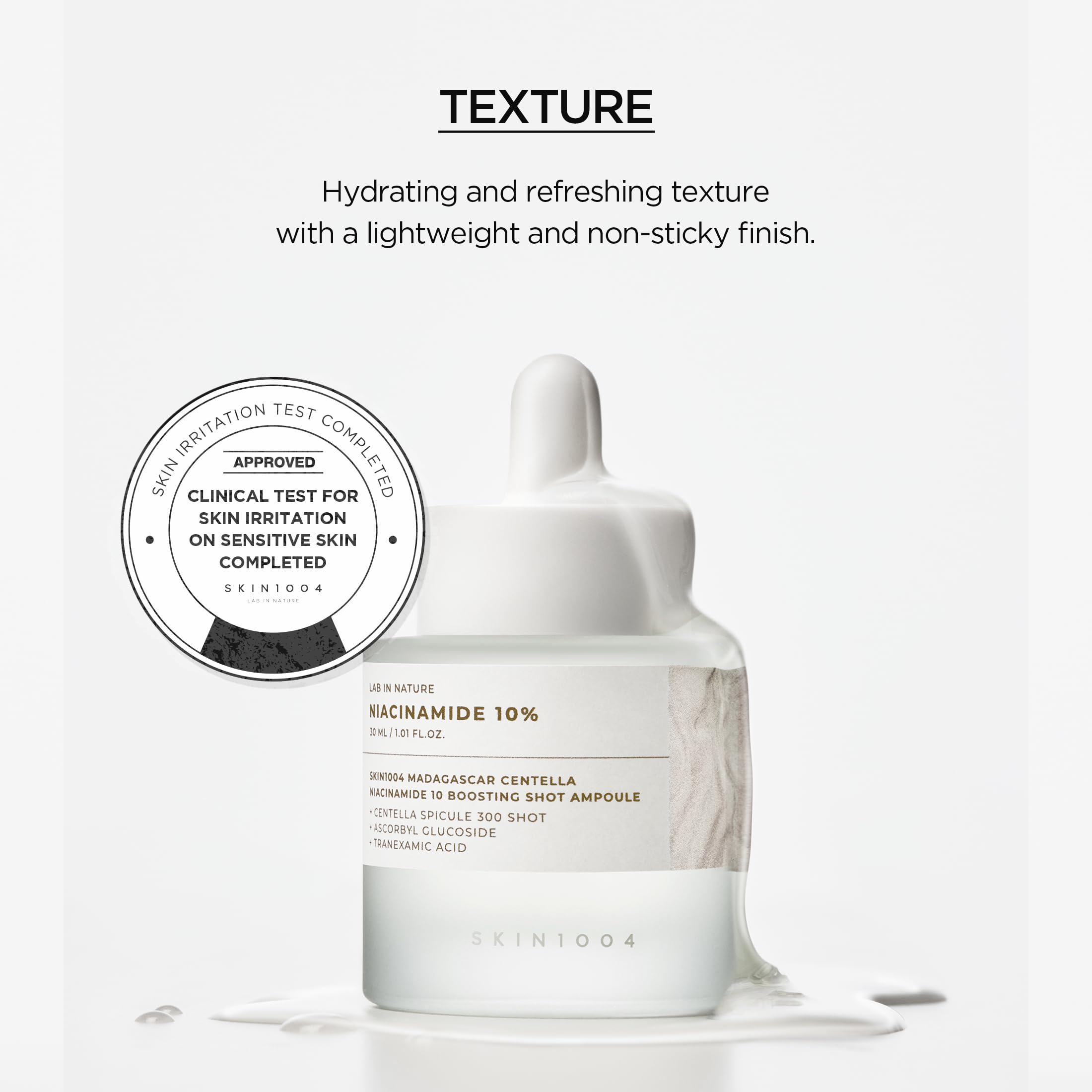 SKIN1004 ampoule staged by sink in routine showing easy layering benefit