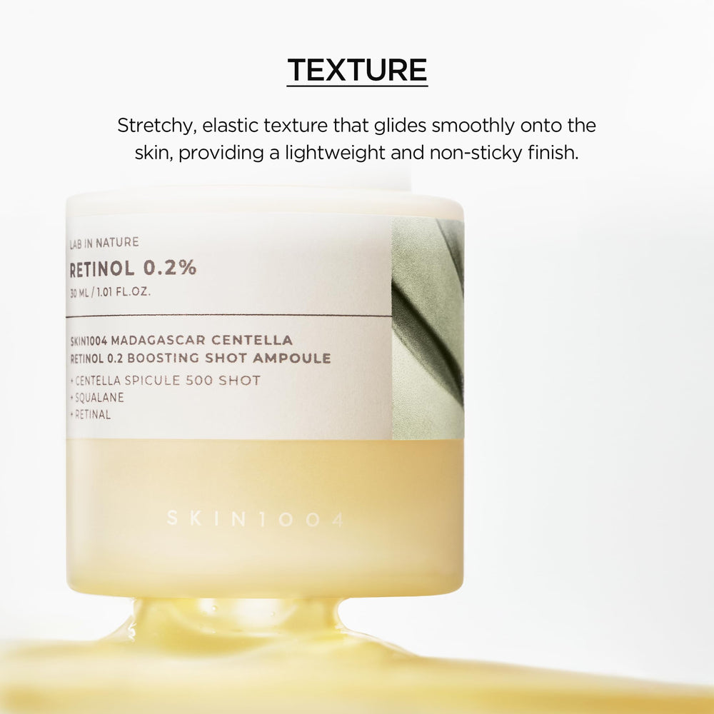 SKIN1004 ampoule next to ruler showing 30ml size for travel-friendly benefit