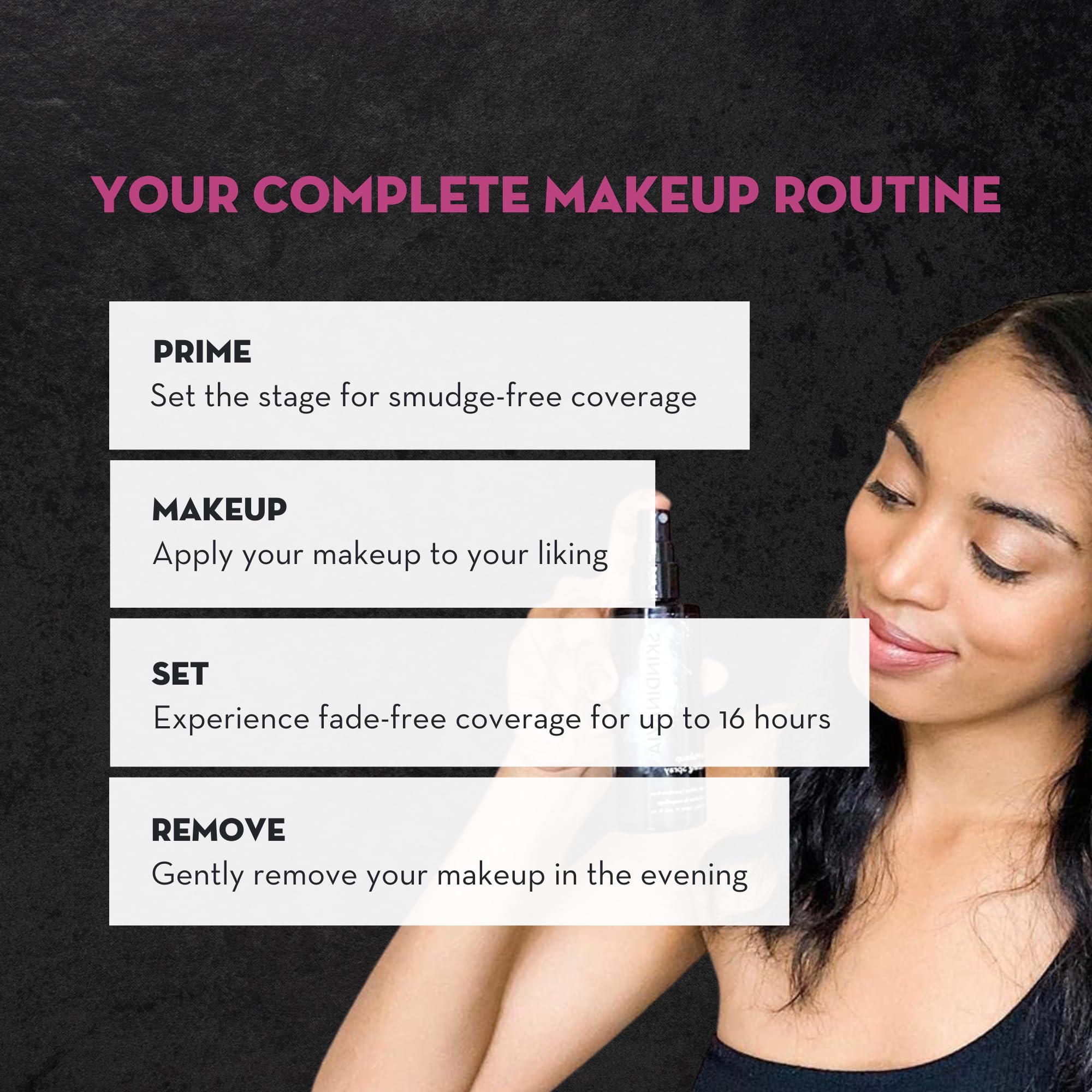 Bride outdoors spraying SKINDINAVIA during wedding for heat-resistant makeup hold